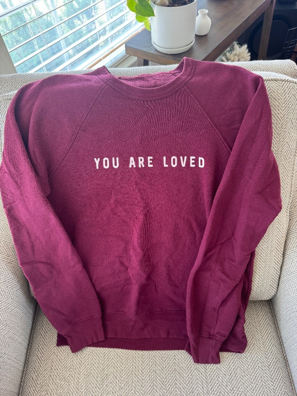 YOU ARE LOVED Cardinal Crewneck Sweatshirt Medium - A21 Campaign Glorify Apparel